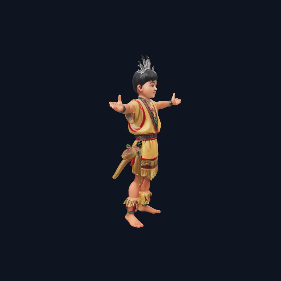 Young Indigenous Boy Rigged and Animated Character Model